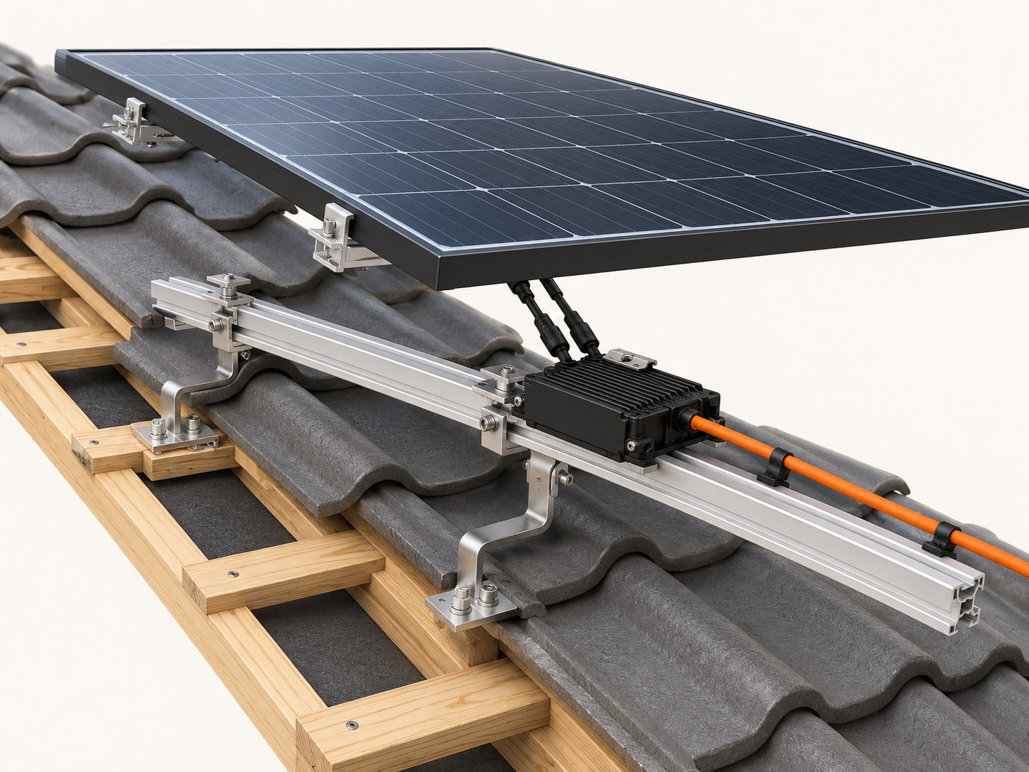 Constructie van een zonnepaneel met micro-omvormer